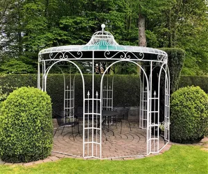Wetterfester Gartenpavillon Metall rund mit Regenplane – Modell Mailand